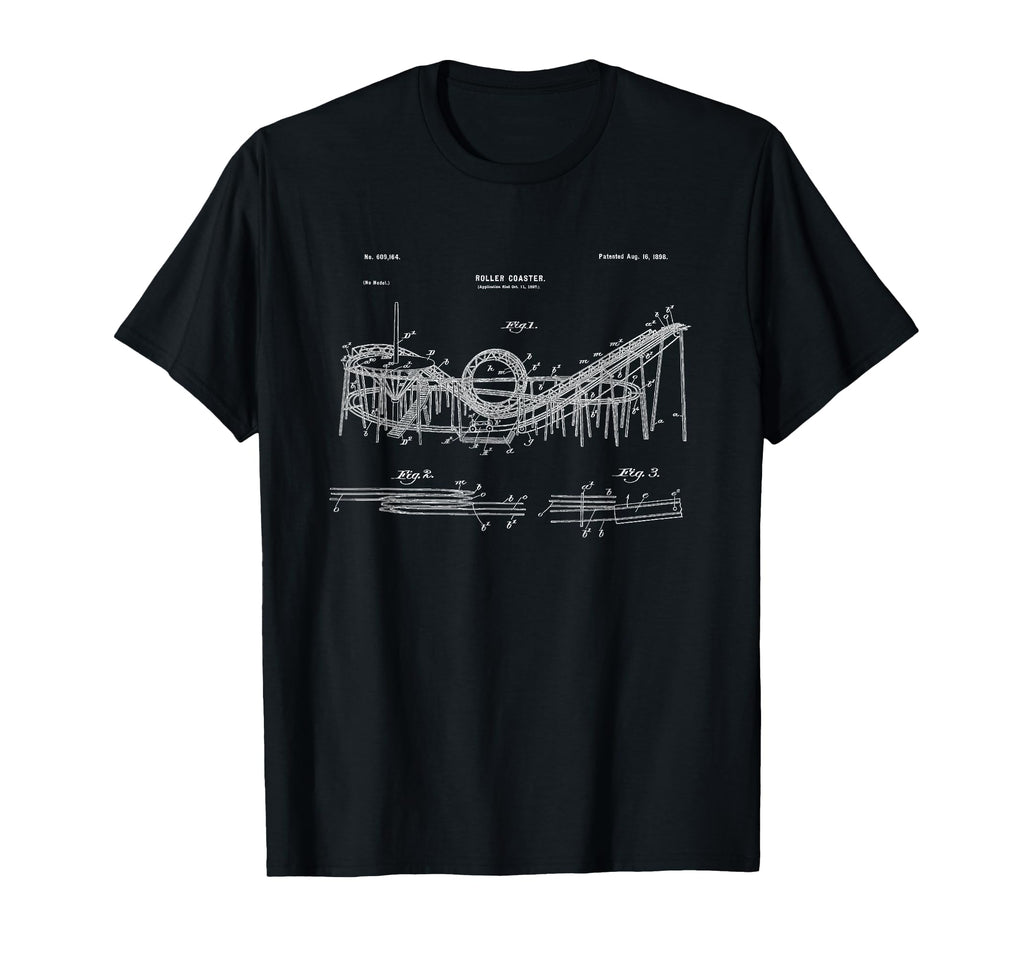 Wooden Roller Coaster Blueprint Crazy Scary T-Shirt - Unique Graphic Unisex - T-Shirt, Sweatshirt, Hoodie