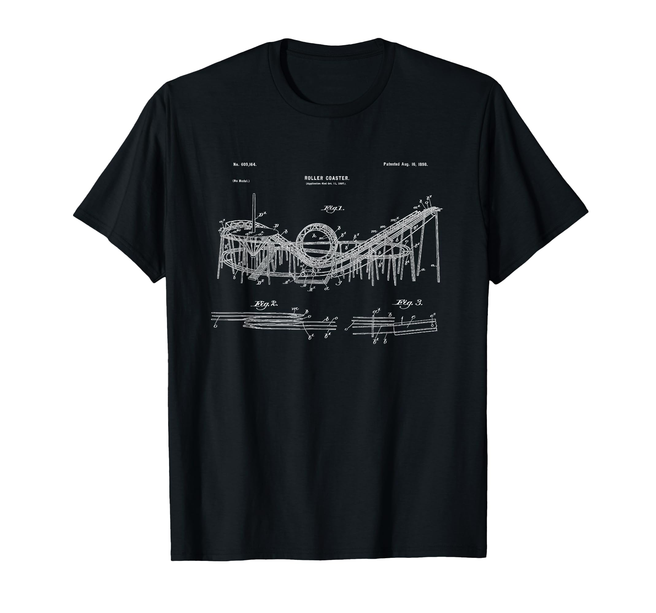 Wooden Roller Coaster Blueprint Crazy Scary T-Shirt - Unique Graphic Unisex - T-Shirt, Sweatshirt, Hoodie