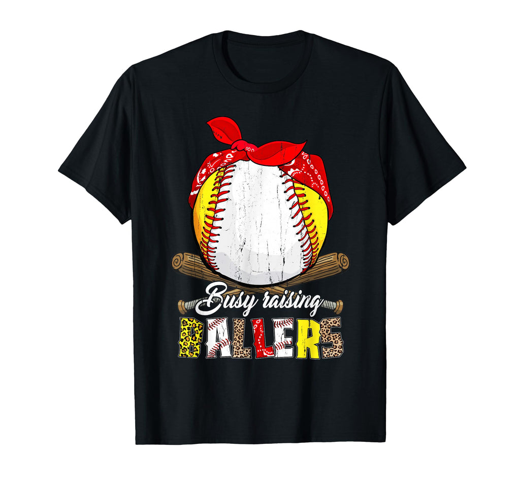 Busy Raising Ballers Softball Baseball Mom T-Shirt - Unique Graphic Unisex - T-Shirt, Sweatshirt, Hoodie