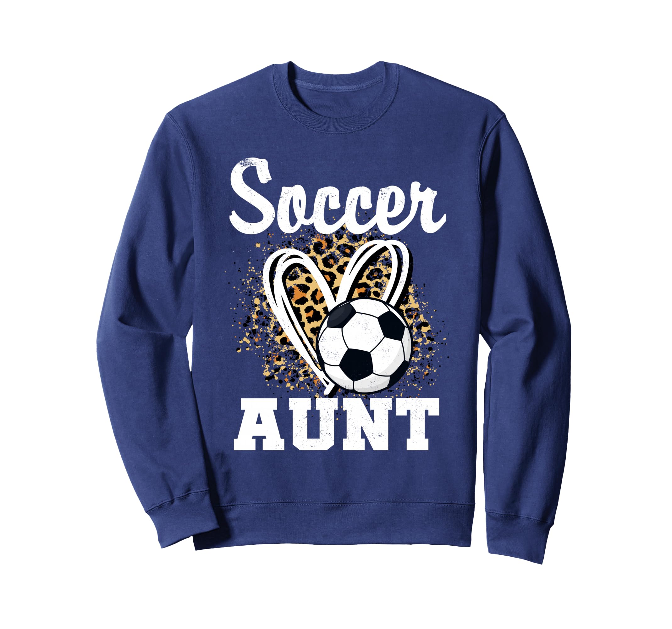 Soccer Aunt Leopard Heart Soccer Fan Hoodie - Aesthetic Graphic for Adults - T-Shirt, Sweatshirt, Hoodie