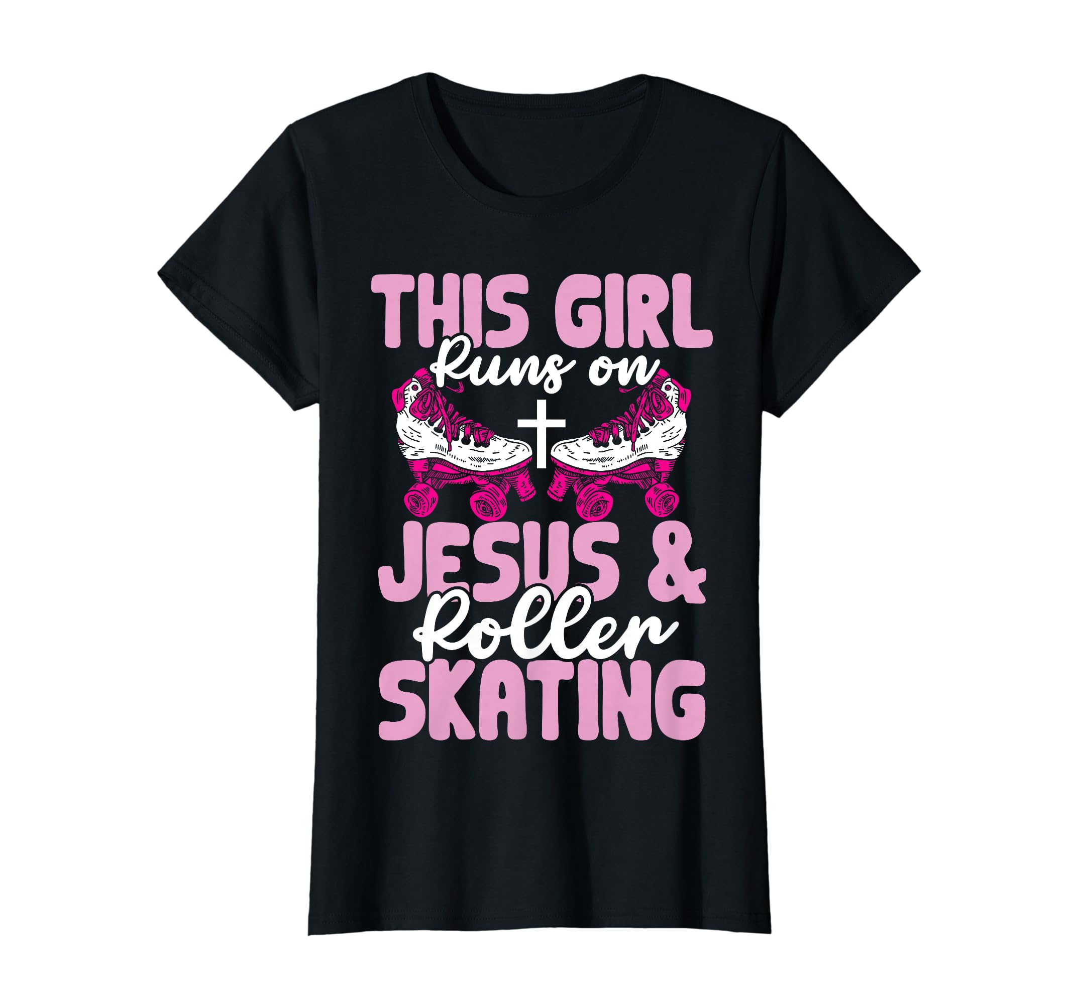 Runs Jesus And Roller Skating Rollerskate T-Shirt - Graphic Print Men Women - T-Shirt, Sweatshirt, Hoodie