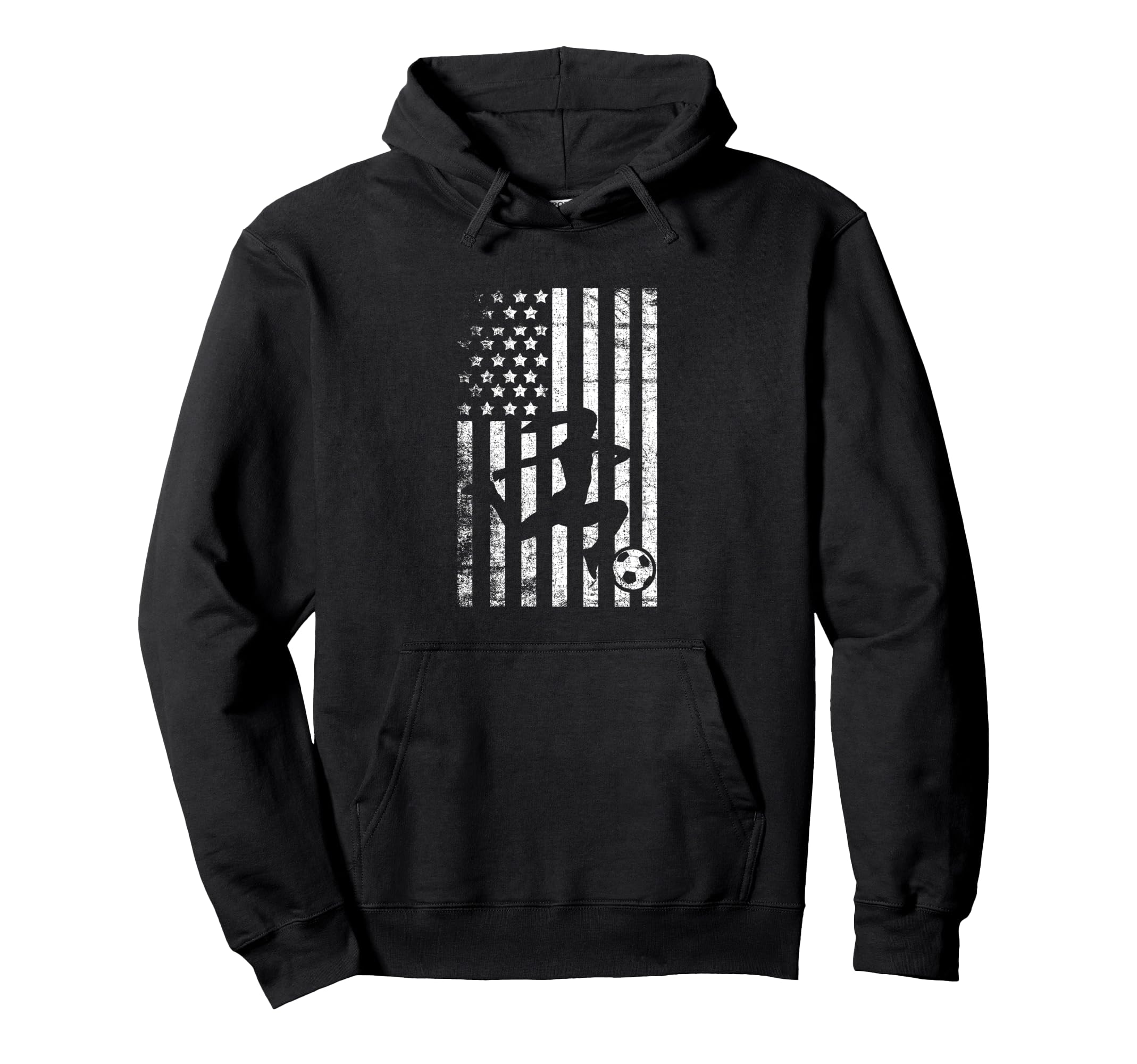 Soccer Patriotic American Flag Hoodie - Unique Graphic Unisex - T-Shirt, Sweatshirt, Hoodie