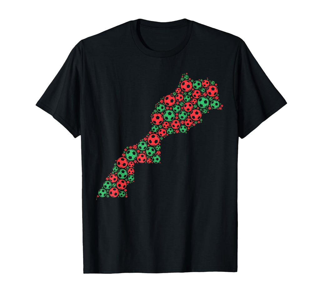 Morocco Soccer Map Silhouette Football T-Shirt - Unique Graphic Men Women - T-Shirt, Sweatshirt, Hoodie