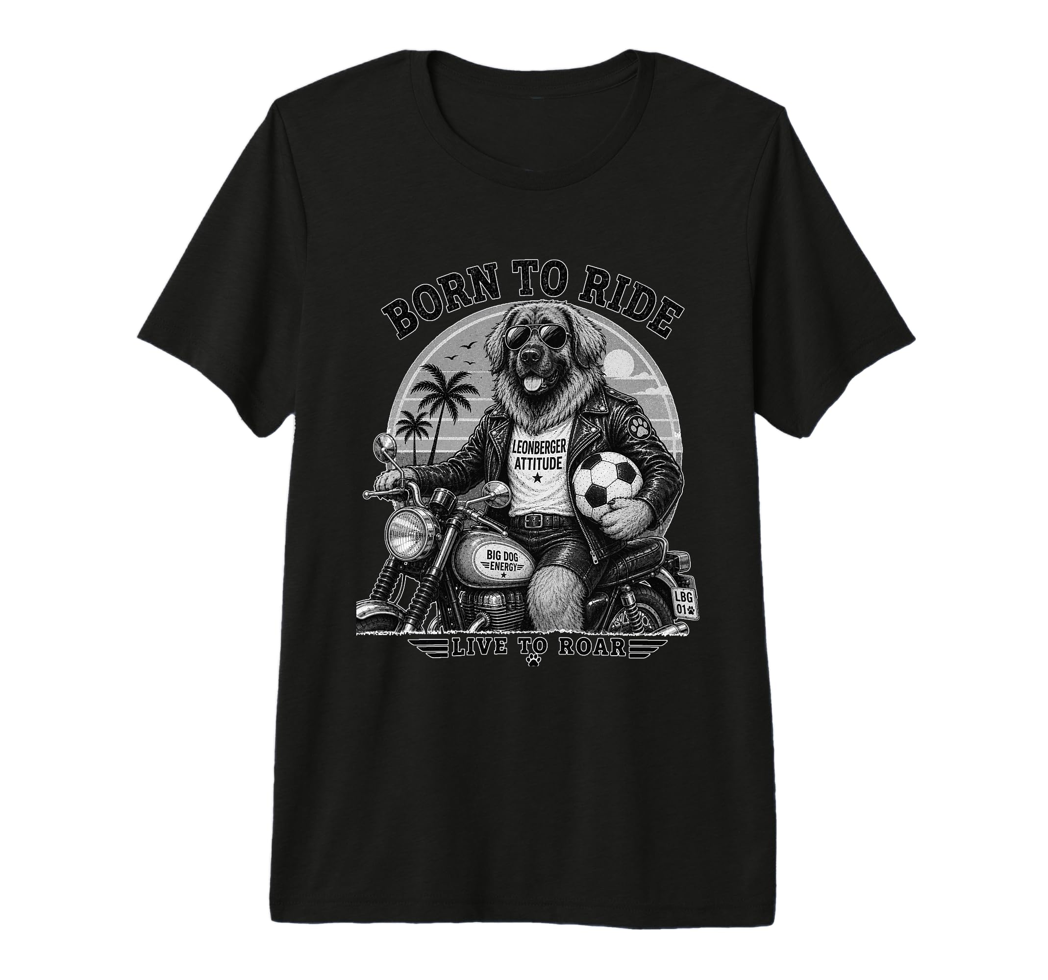 Leonberger Motorbike Love Footbal Soccer T-Shirt - Novelty Apparel Unisex - T-Shirt, Sweatshirt, Hoodie