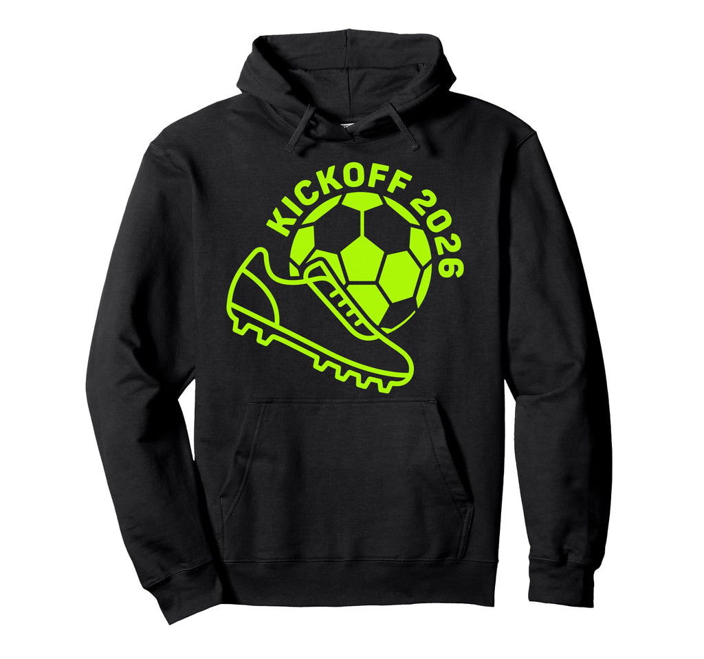 Kickoff 2026 Happy New Year Soccer Hoodie - Minimalist Print for Adults - T-Shirt, Sweatshirt, Hoodie