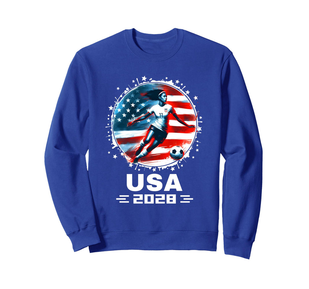 American Flag Soccer Womens Soccer Sweatshirt - Unique Graphic Unisex - T-Shirt, Sweatshirt, Hoodie