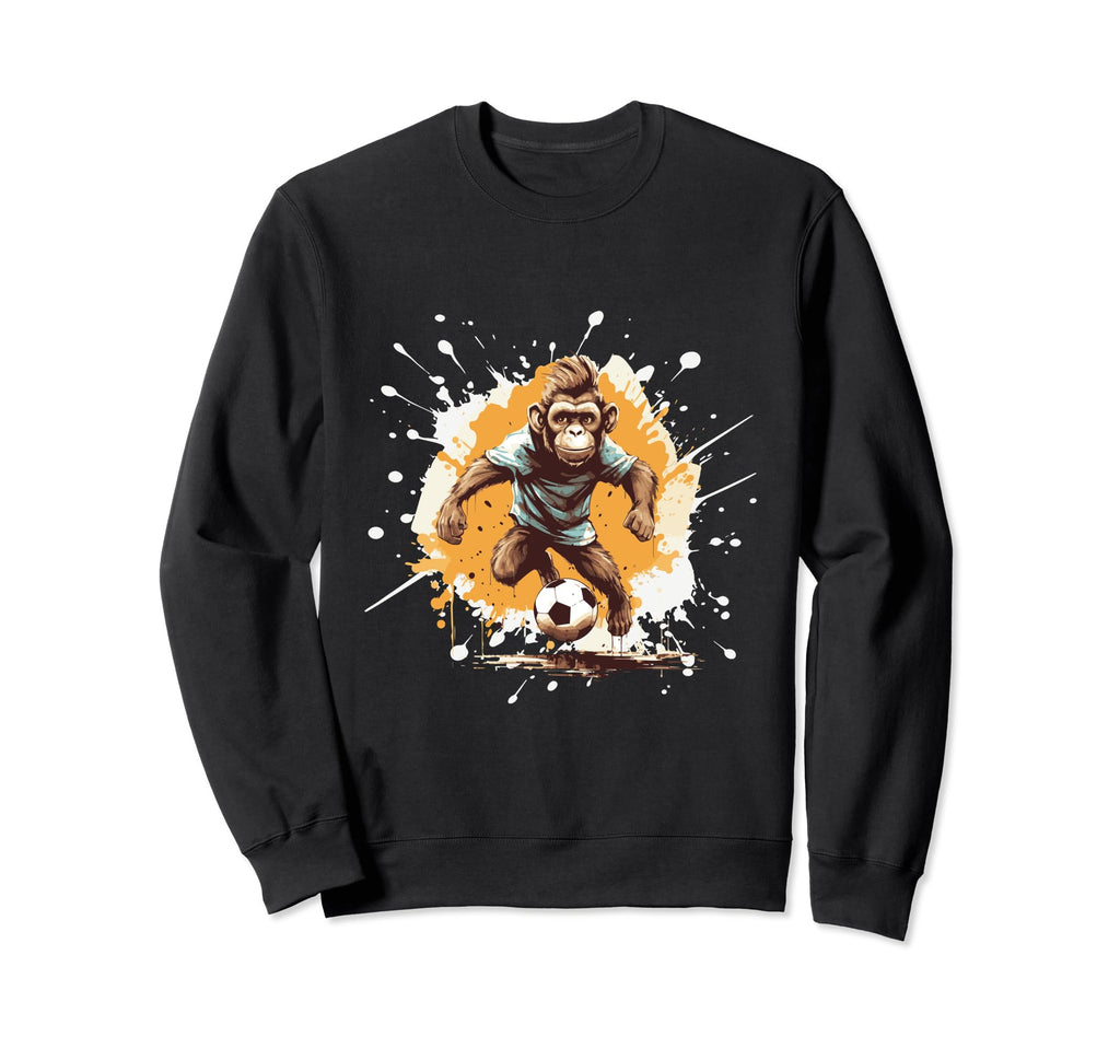 Monkey Playing Soccer Funny Animal Sweatshirt - Trendy Graphic Unisex - T-Shirt, Sweatshirt, Hoodie
