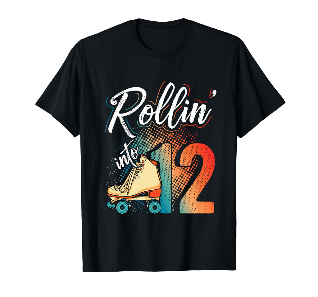 Rollin Into 12Th Birthday Roller T-Shirt - Minimalist Print Men Women - T-Shirt, Sweatshirt, Hoodie