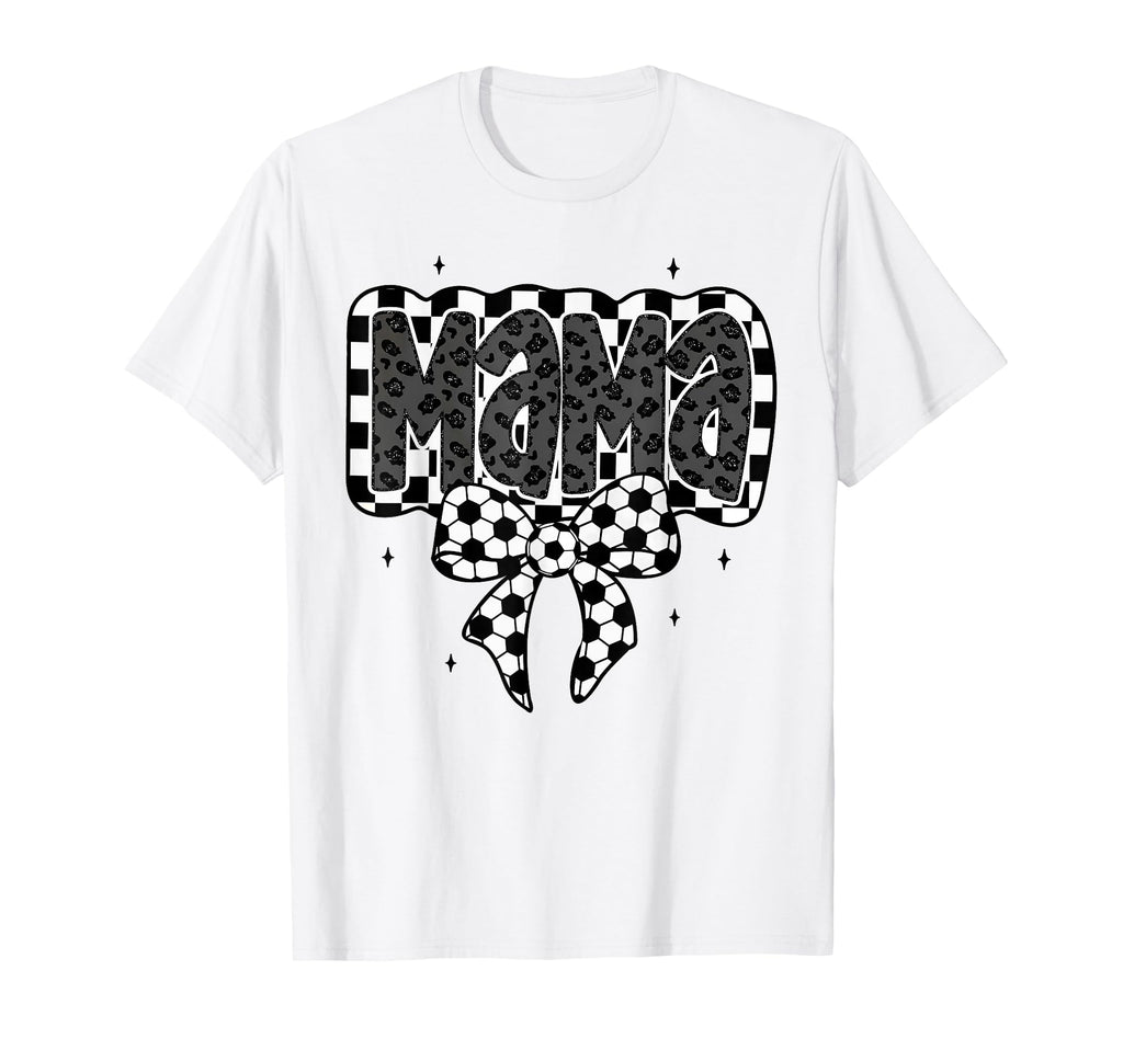 Mama Soccer Checkered Coquette Bow T-Shirt - Trendy Graphic Men Women - T-Shirt, Sweatshirt, Hoodie