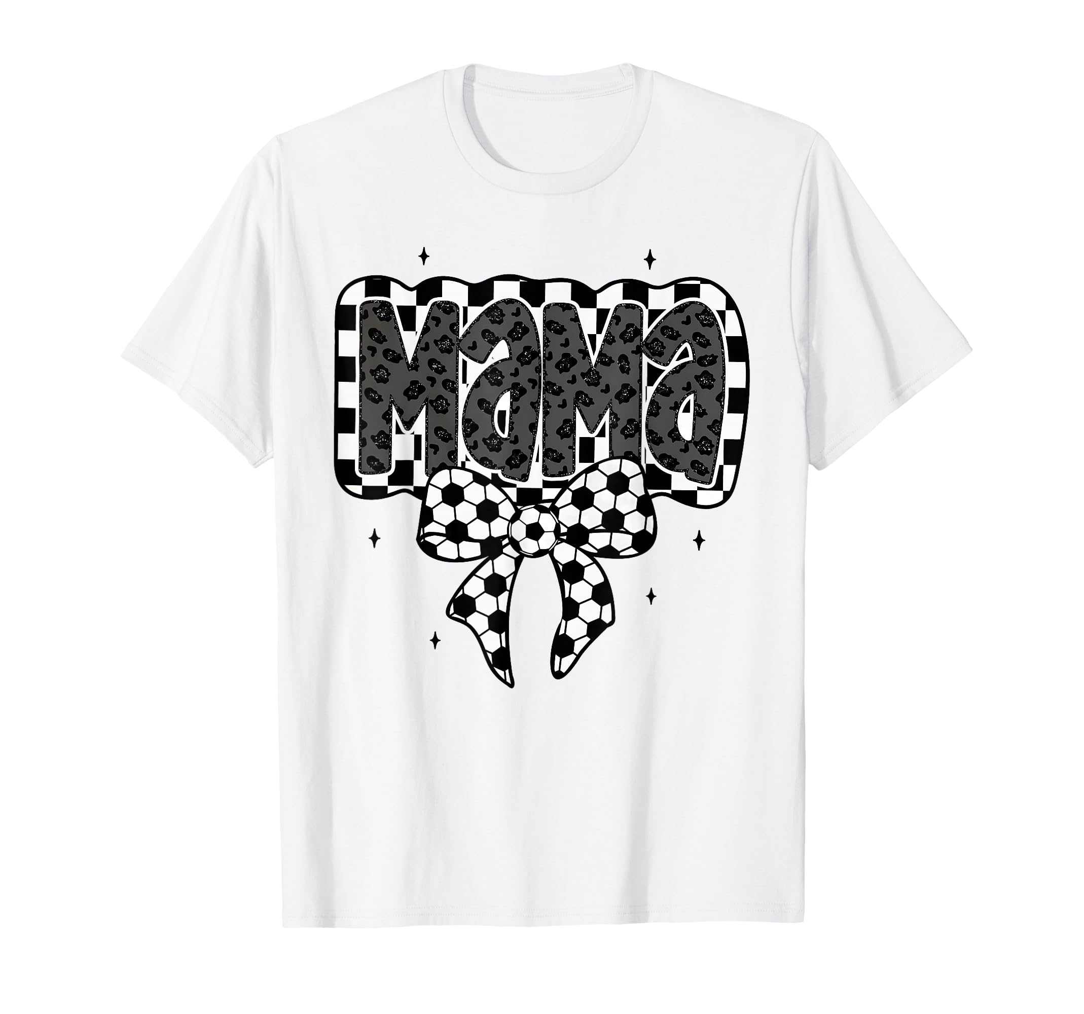 Mama Soccer Checkered Coquette Bow T-Shirt - Trendy Graphic Men Women - T-Shirt, Sweatshirt, Hoodie
