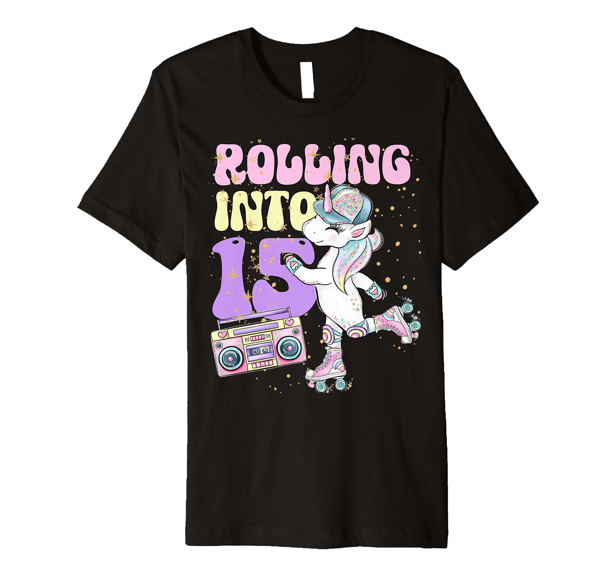 15Th Birthday Roller Skate Party Unicorn T-Shirt - Custom Art Print Unisex - T-Shirt, Sweatshirt, Hoodie