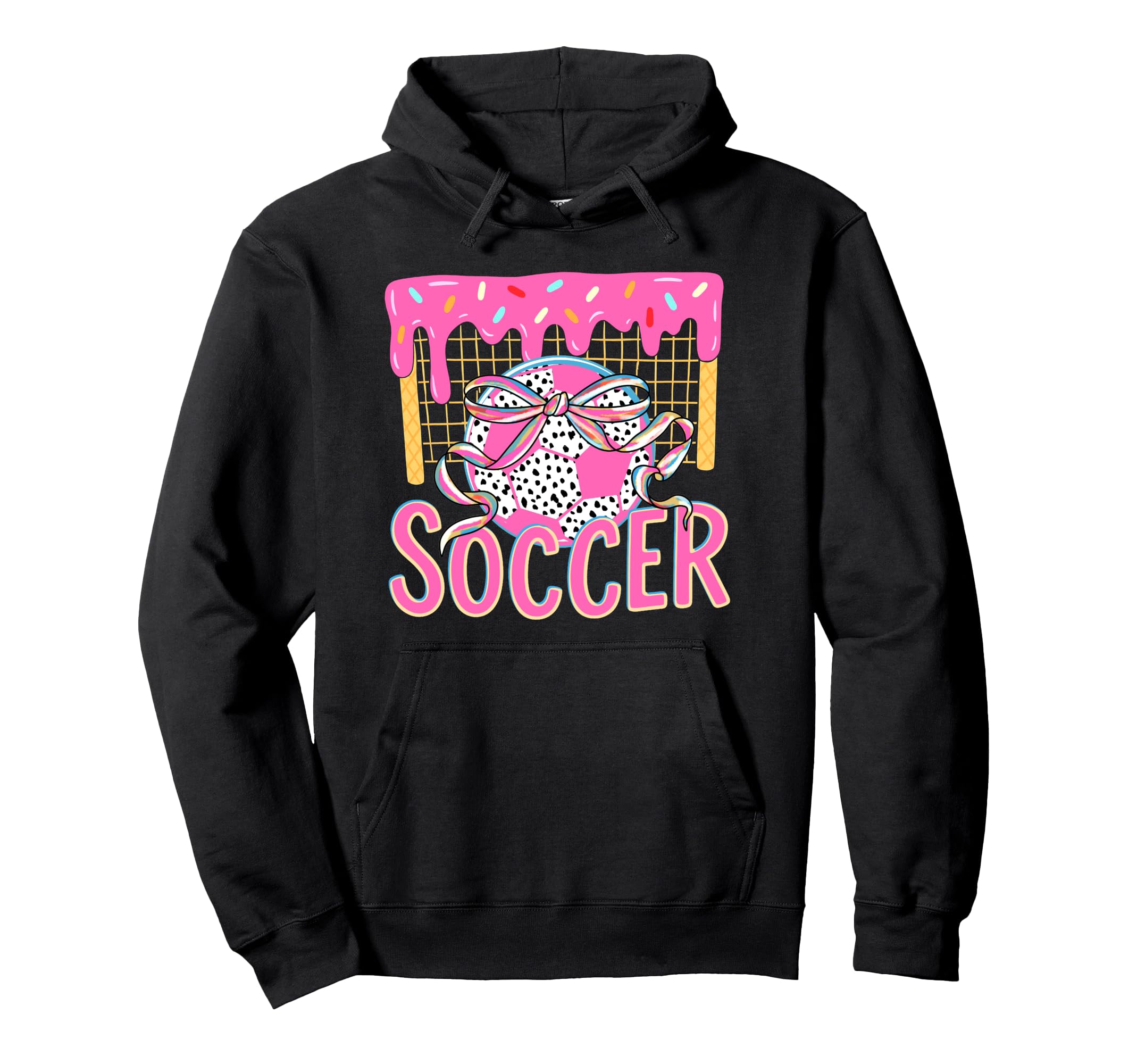 Girly Soccer Coquette Bow Ice Cream Drip Hoodie - Graphic Print Unisex - T-Shirt, Sweatshirt, Hoodie