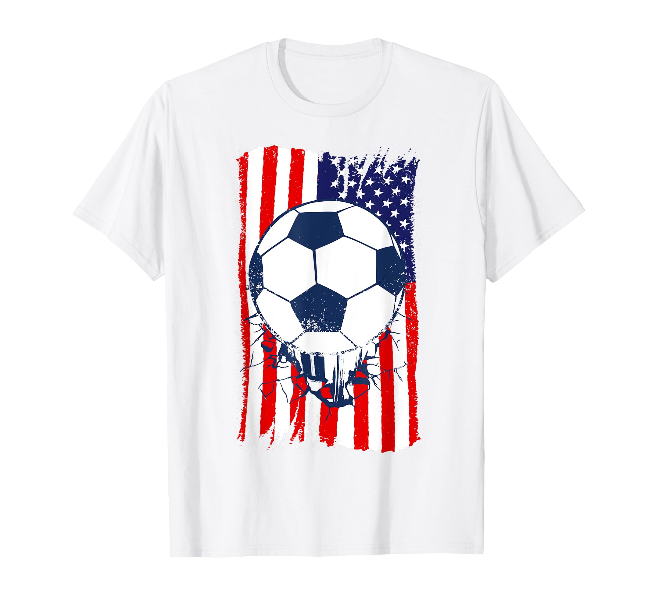 American Flag Distressed Soccer Sweatshirt - Custom Art Print Men Women - T-Shirt, Sweatshirt, Hoodie