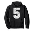 Distressed White Number 5 Jersey Hoodie - Streetwear Style Men Women - T-Shirt, Sweatshirt, Hoodie