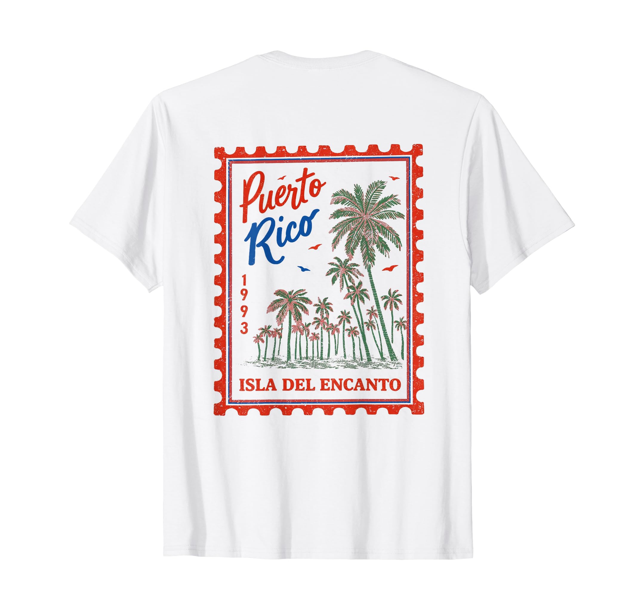 Puerto Rico Postage Stamp Beach Back T-Shirt - Graphic Print for Adults - T-Shirt, Sweatshirt, Hoodie