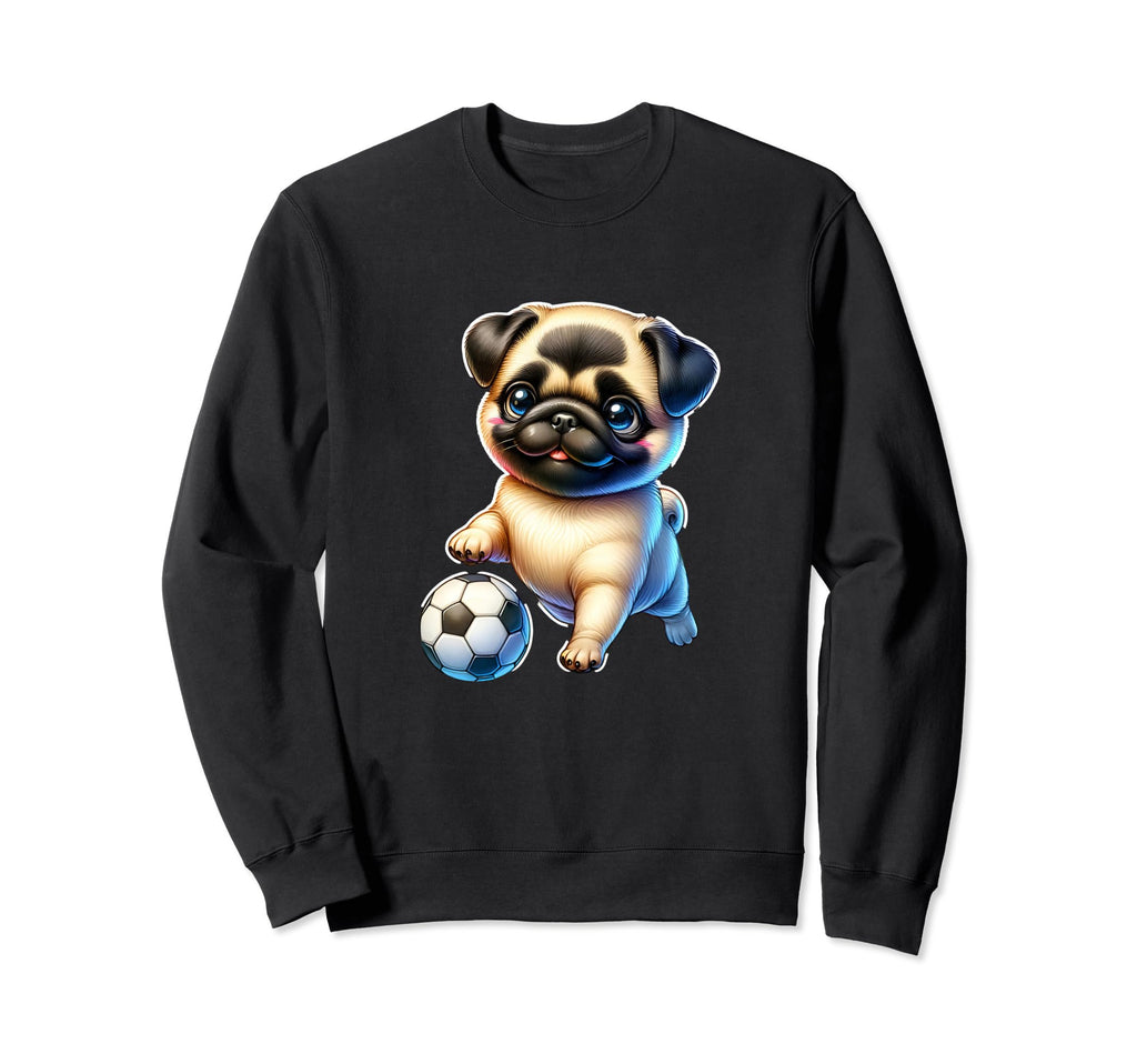Pug Dog Soccer Champion Ball Fan Sweatshirt - Unique Graphic for Adults - T-Shirt, Sweatshirt, Hoodie