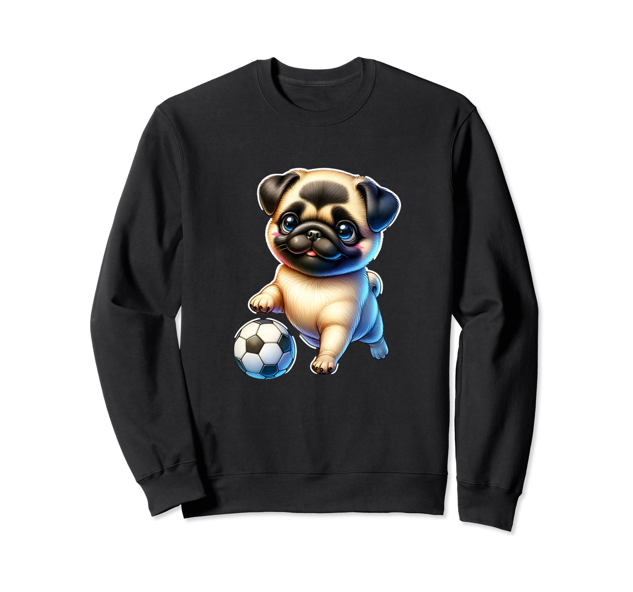 Pug Dog Soccer Champion Ball Fan Sweatshirt - Unique Graphic for Adults - T-Shirt, Sweatshirt, Hoodie
