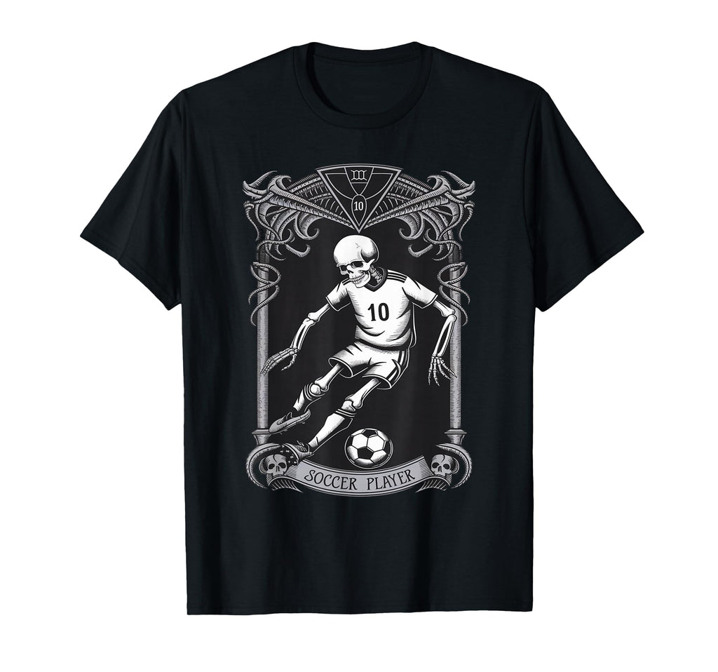 Skeleton Soccer Player Tarot Card T-Shirt - Minimalist Print Unisex - T-Shirt, Sweatshirt, Hoodie