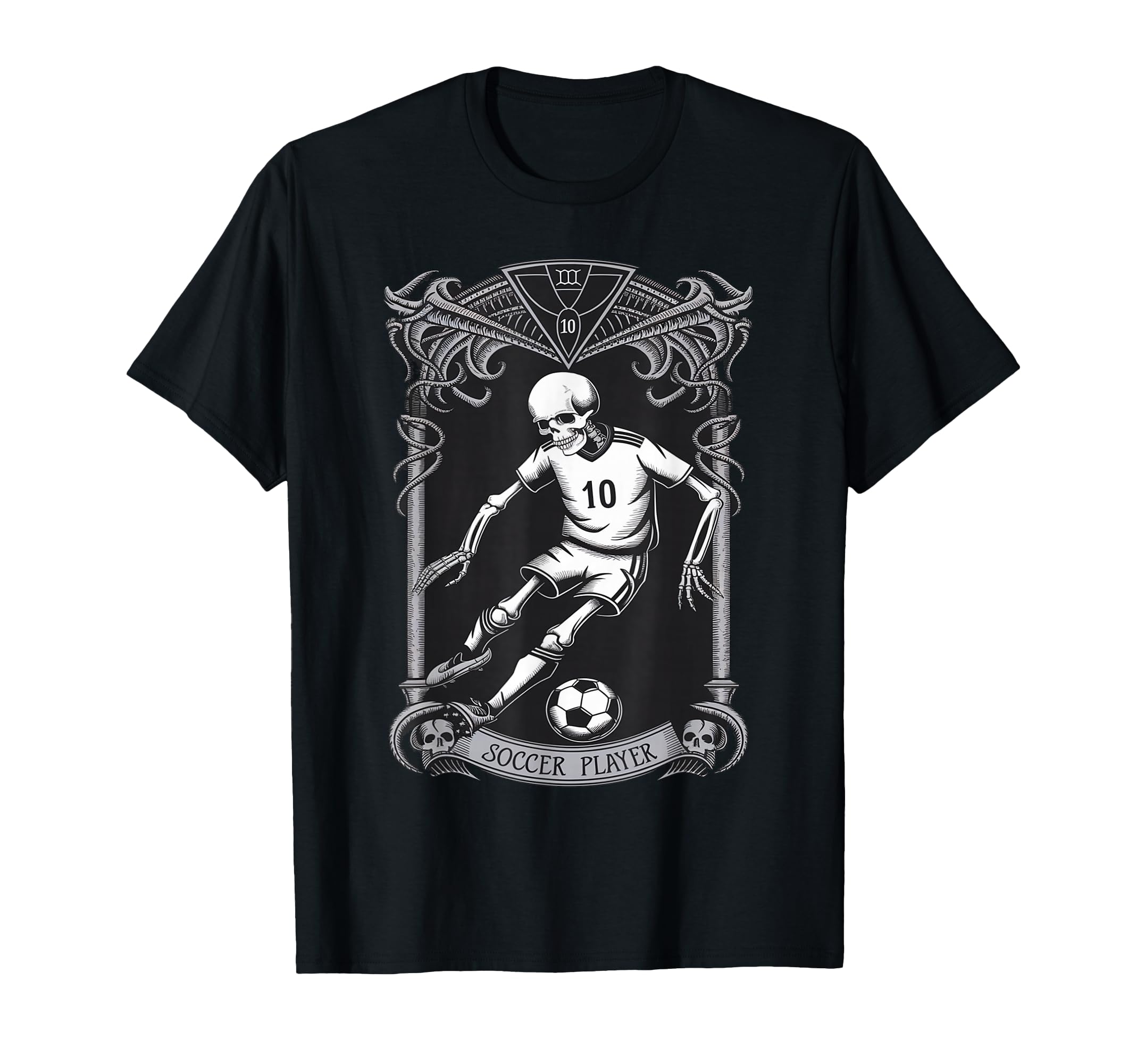 Skeleton Soccer Player Tarot Card T-Shirt - Minimalist Print Unisex - T-Shirt, Sweatshirt, Hoodie