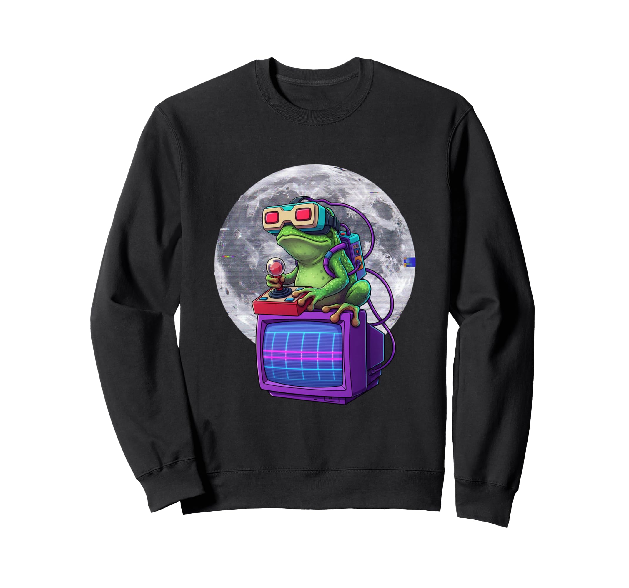 Vr Frog 80S Gamer Moon Aesthetic Sweatshirt - Unique Graphic for Adults - T-Shirt, Sweatshirt, Hoodie