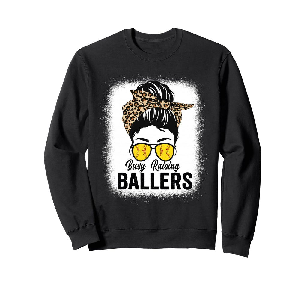 Busy Raising Ballers Softball Messy Sweatshirt - Minimalist Print Unisex - T-Shirt, Sweatshirt, Hoodie