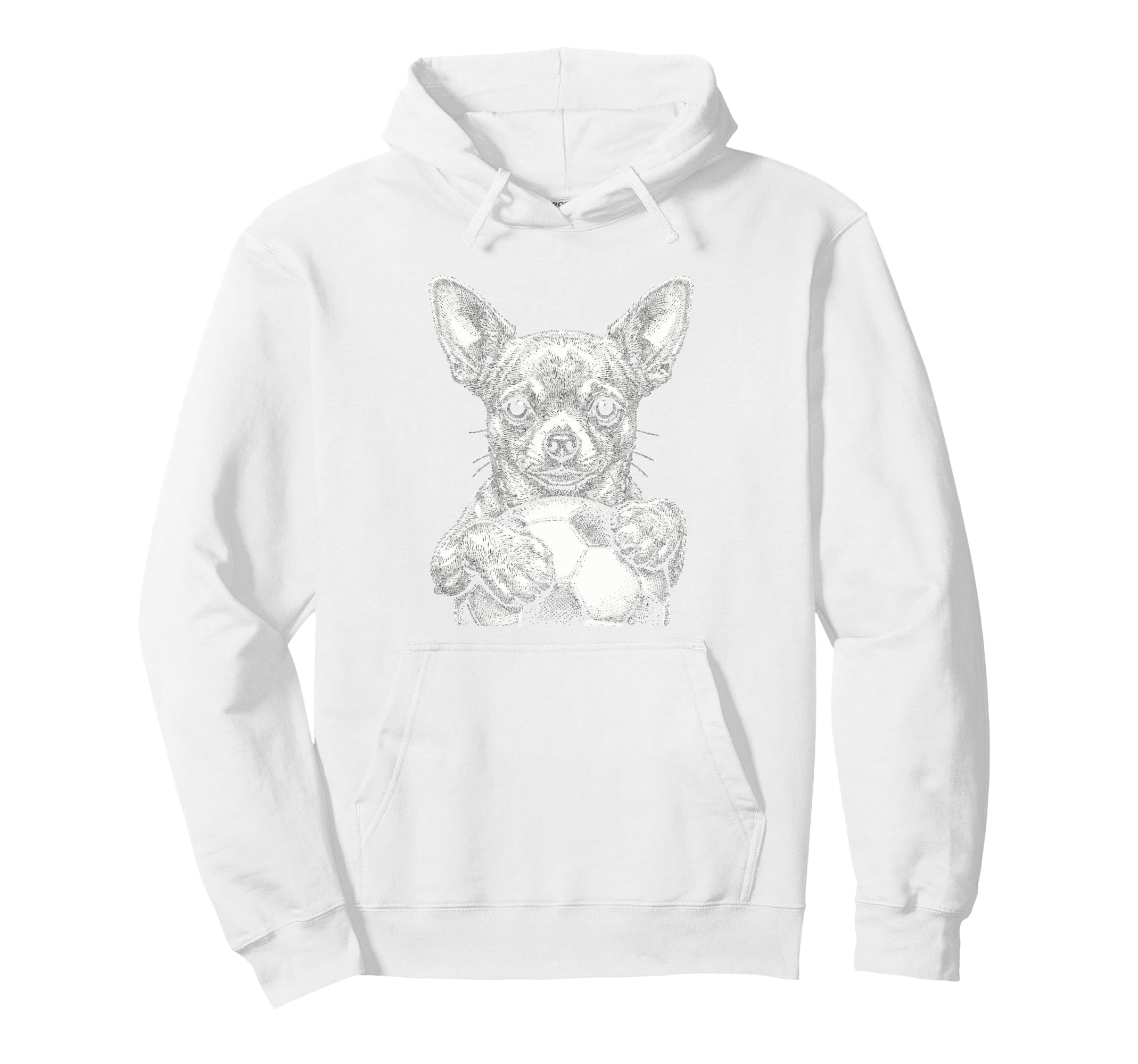 Chihuahua Dog Black White Player Line Art Hoodie - Novelty Apparel Unisex - T-Shirt, Sweatshirt, Hoodie