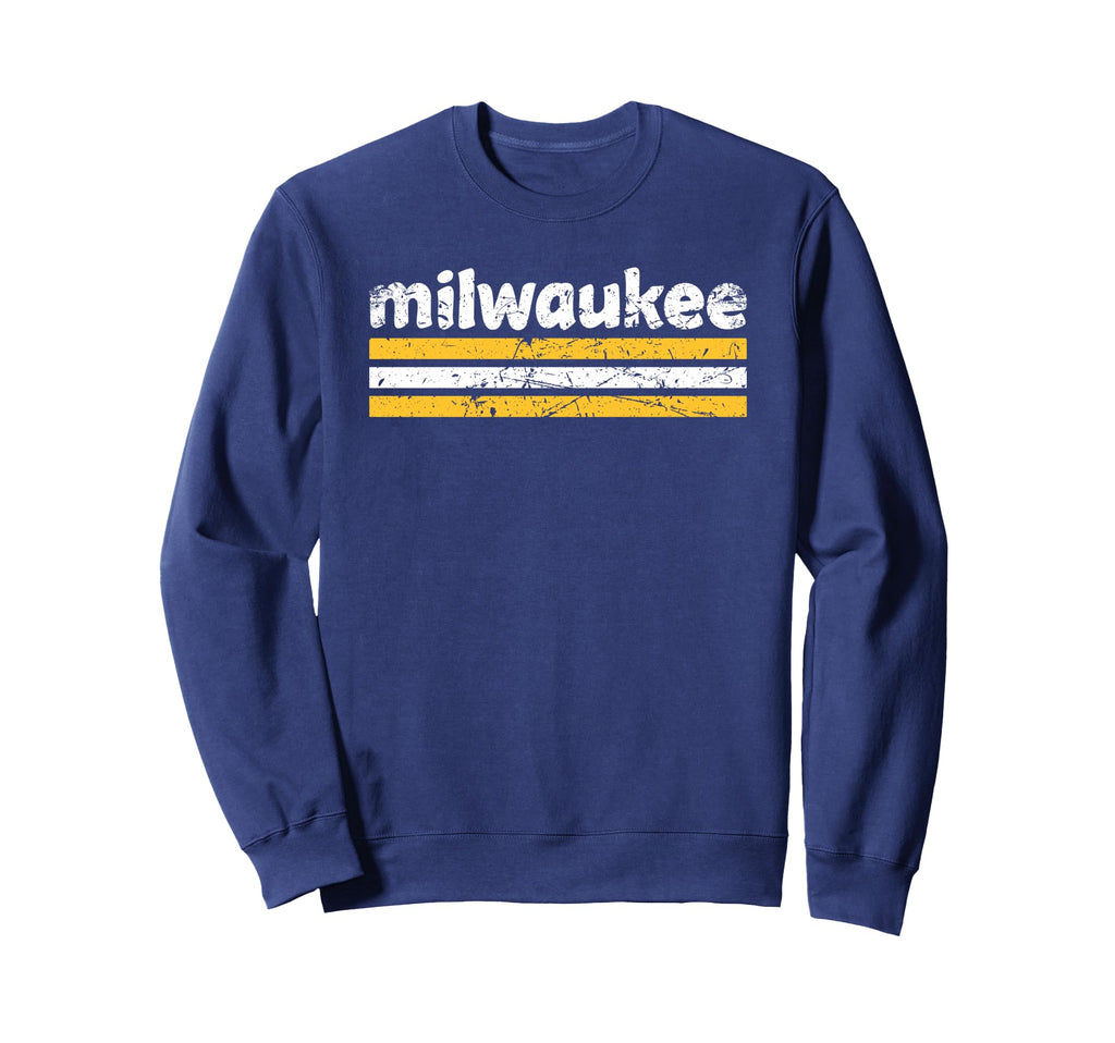 Milwaukee Wisconsin Three Stripe Sweatshirt - Custom Art Print Men Women - T-Shirt, Sweatshirt, Hoodie