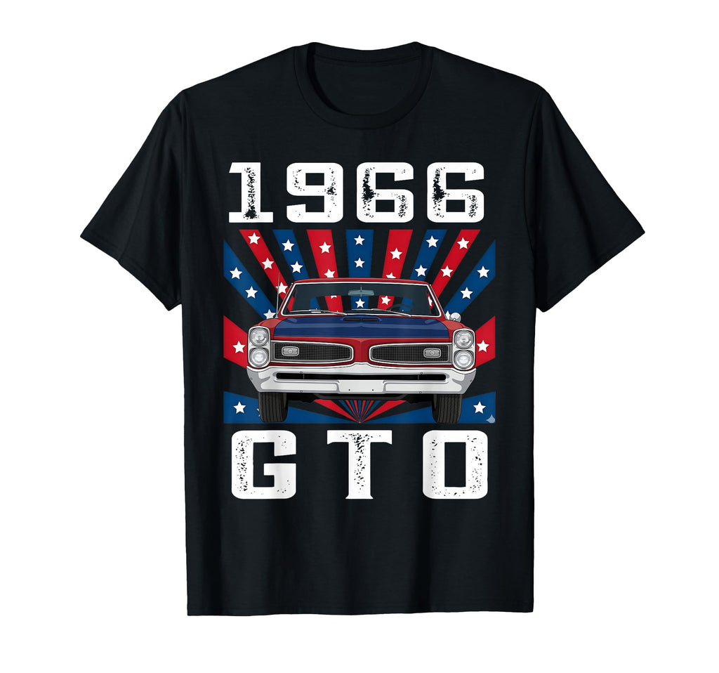 66 1966 Gto American Flag Silhouette T-Shirt - Graphic Print Men Women - T-Shirt, Sweatshirt, Hoodie