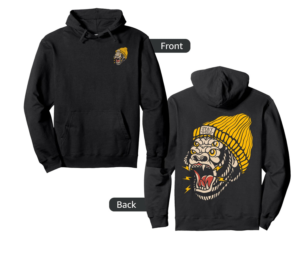 American Traditional Tattoo Gorilla Hoodie - Fun Novelty Design Unisex - T-Shirt, Sweatshirt, Hoodie