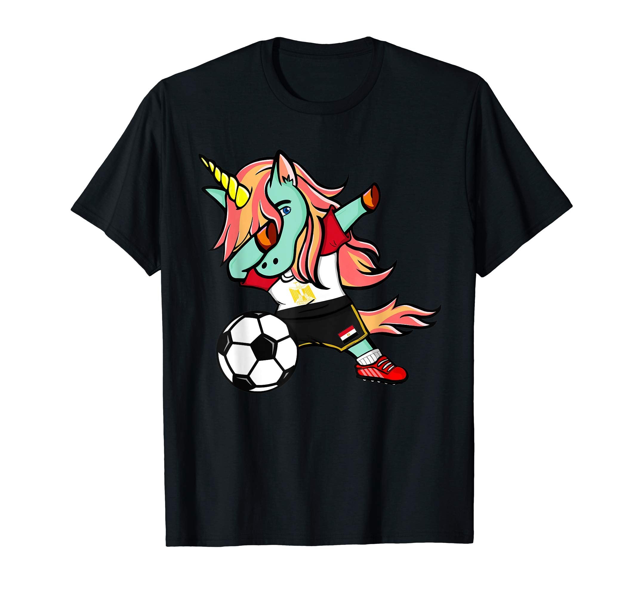 Funny Dabbing Unicorn Egypt Football T-Shirt - Graphic Print Unisex - T-Shirt, Sweatshirt, Hoodie