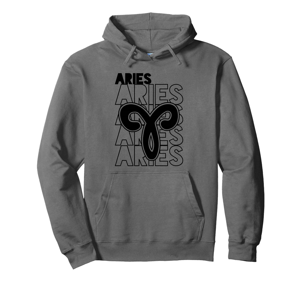 Aries Zodiac Typography Astrology Hoodie - Novelty Apparel Men Women - T-Shirt, Sweatshirt, Hoodie