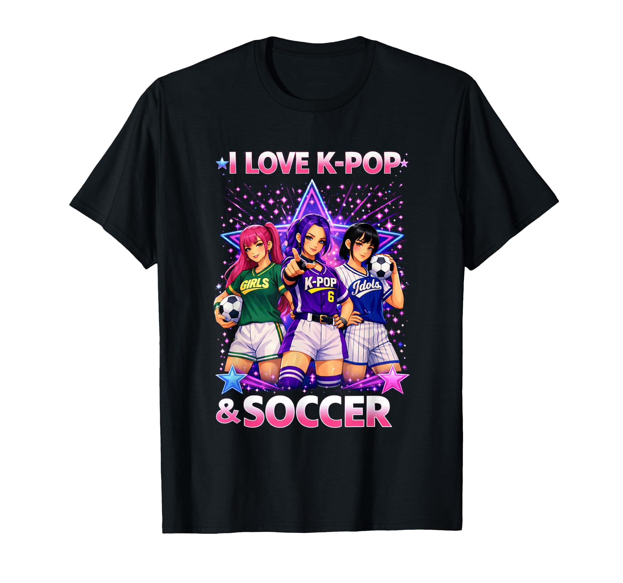I Love K Pop And Soccer T-Shirt - Graphic Print for Adults - T-Shirt, Sweatshirt, Hoodie