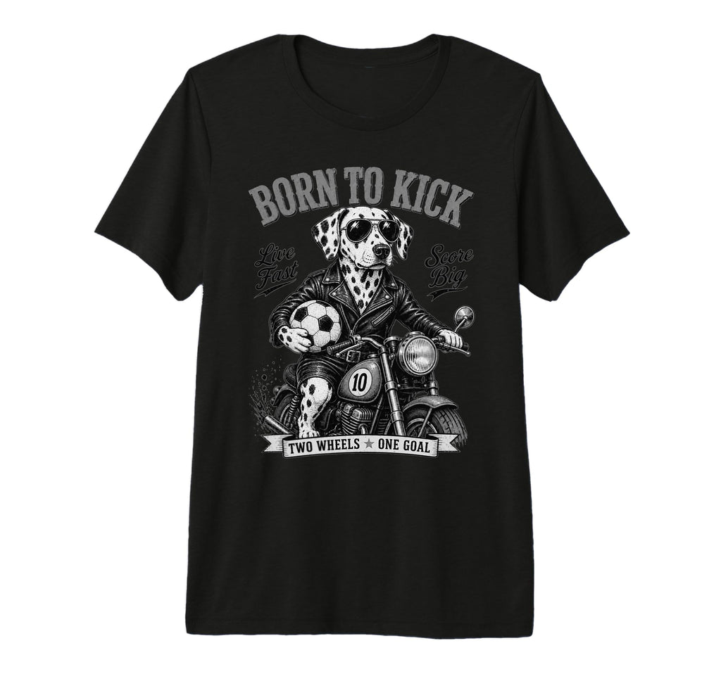 Dalmatian Motorbike Love Footbal Soccer T-Shirt - Minimalist Print Unisex - T-Shirt, Sweatshirt, Hoodie