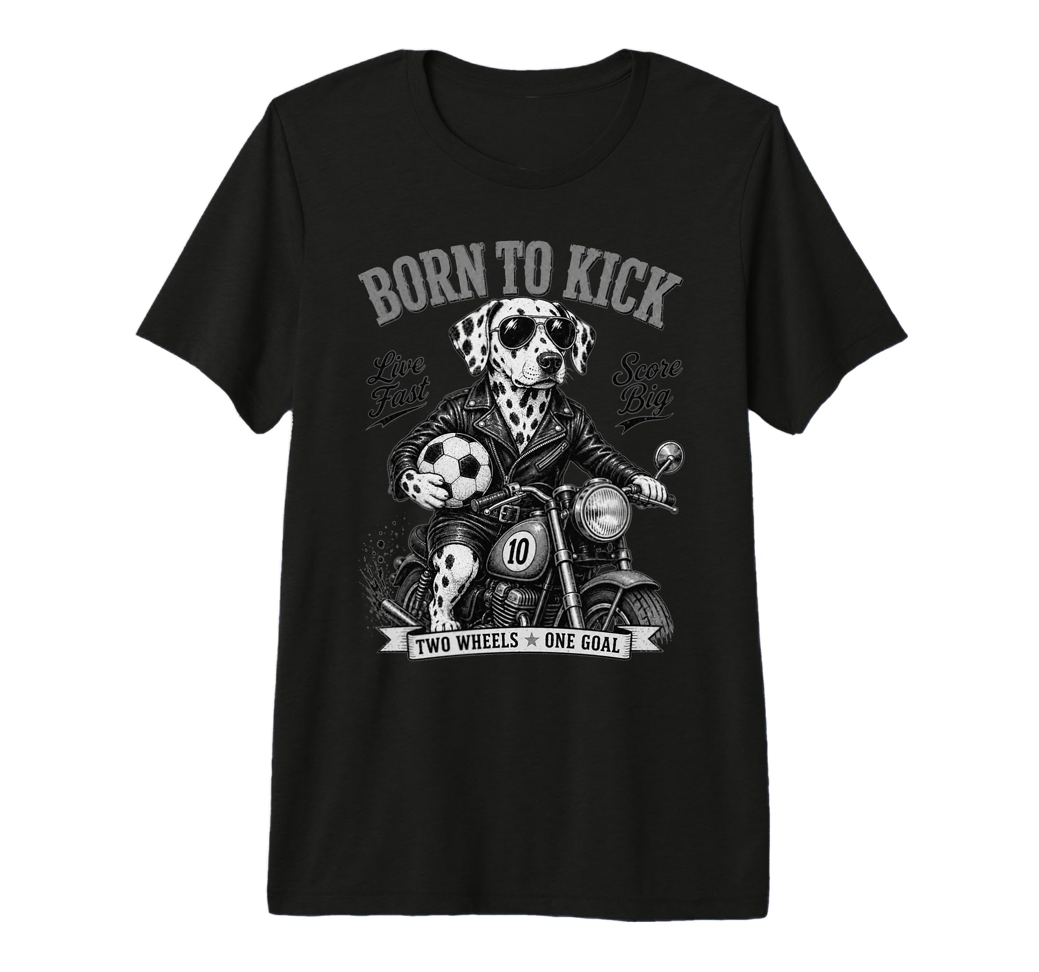 Dalmatian Motorbike Love Footbal Soccer T-Shirt - Minimalist Print Unisex - T-Shirt, Sweatshirt, Hoodie