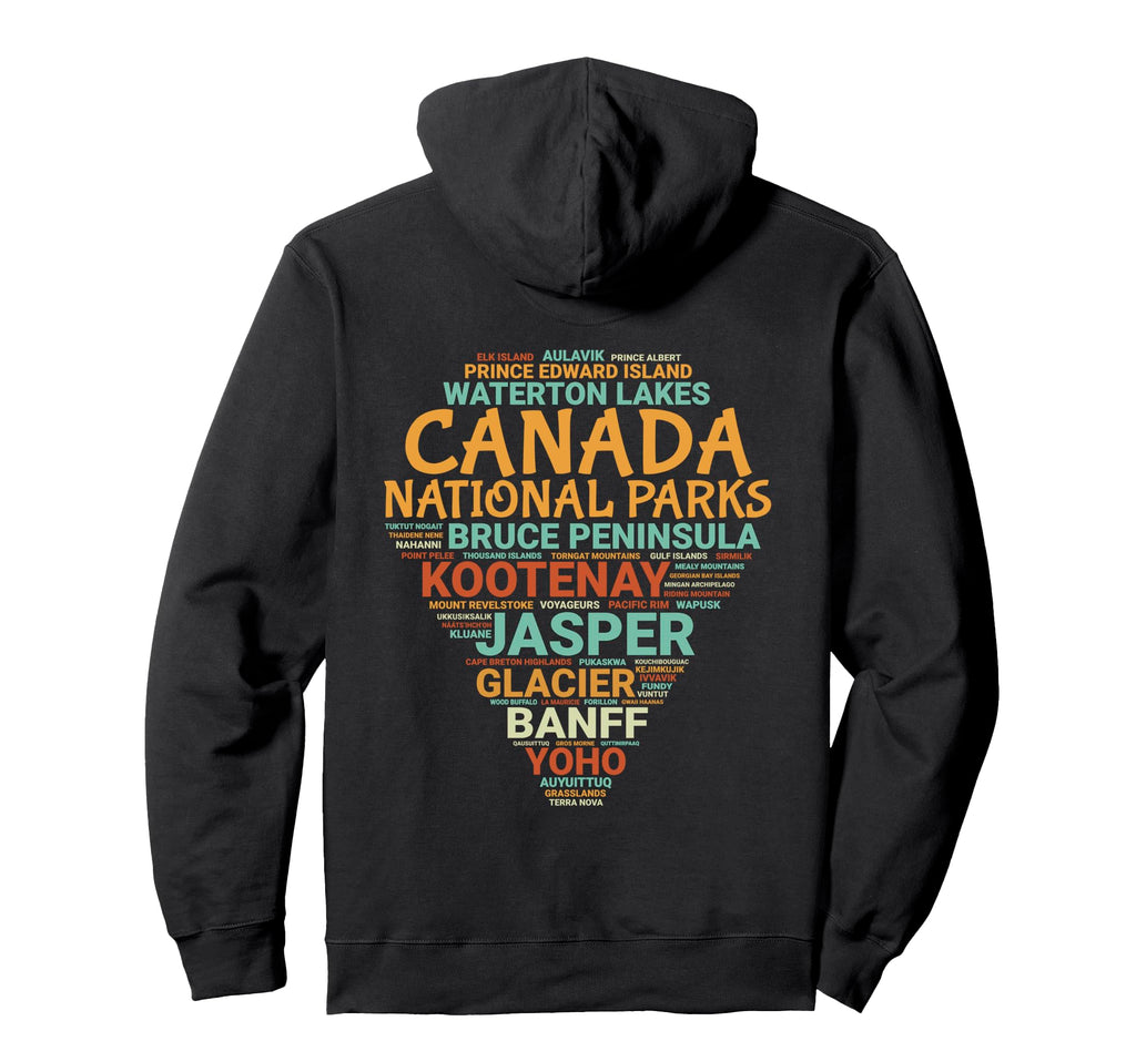 Canada National Parks List Word Cloud Hoodie - Aesthetic Graphic Men Women - T-Shirt, Sweatshirt, Hoodie