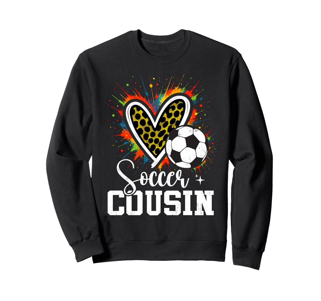 Soccer Cousin Leopard Heart Sweatshirt - Aesthetic Graphic Men Women - T-Shirt, Sweatshirt, Hoodie
