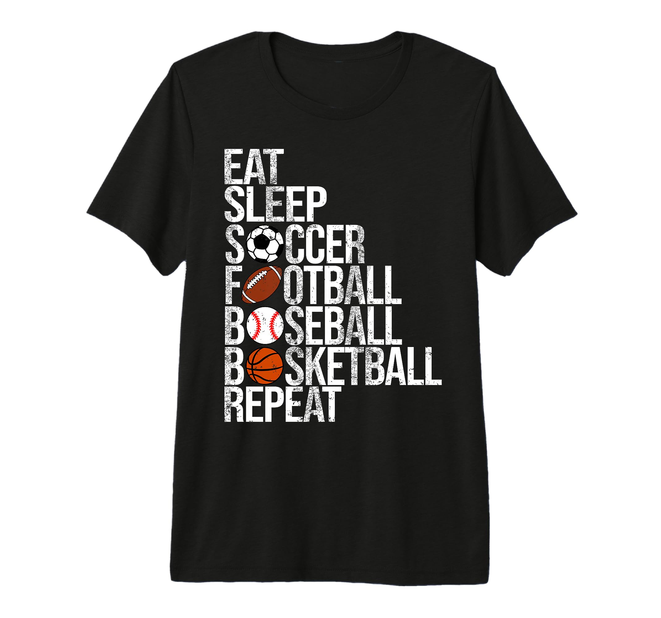 Eat Sleep Soccer Football Baseball T-Shirt - Custom Art Print Men Women - T-Shirt, Sweatshirt, Hoodie