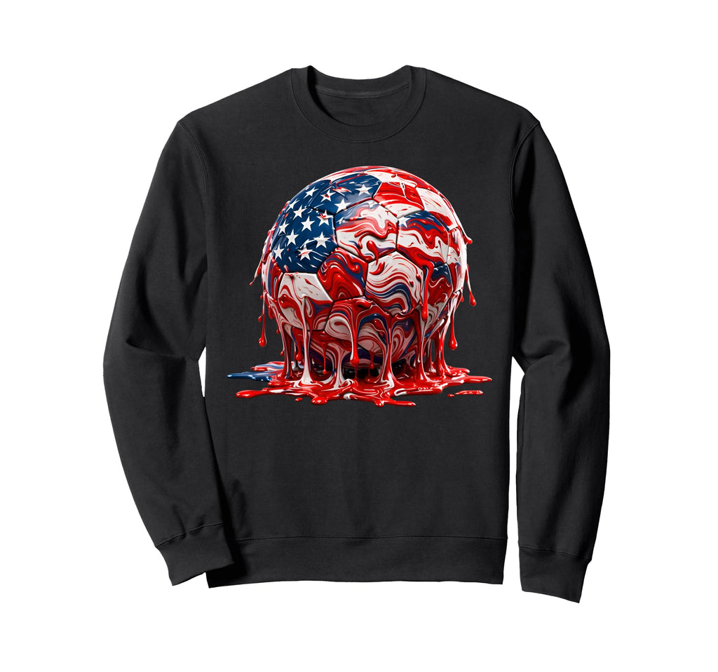 4Th July Soccer Melting Patriotic Sweatshirt - Graphic Print Unisex - T-Shirt, Sweatshirt, Hoodie
