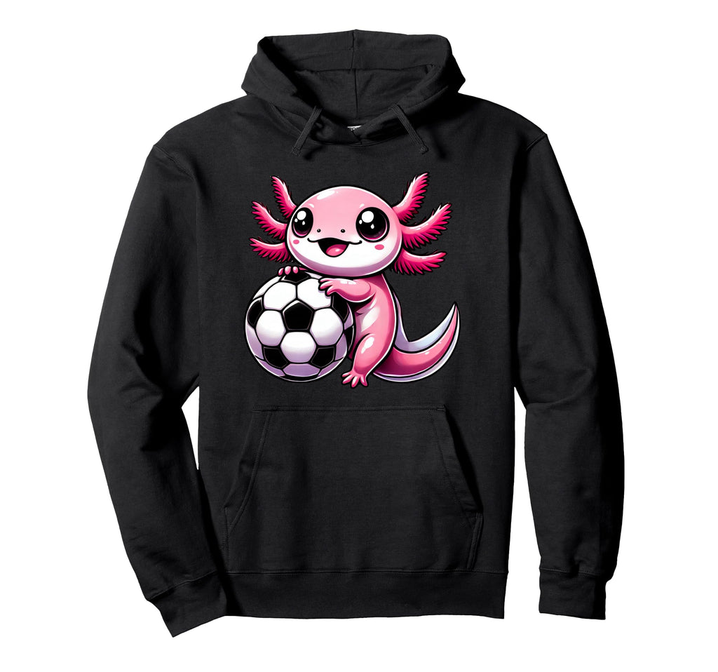 Funny Kawaii Axolotl Soccer Hoodie - Graphic Print Unisex - T-Shirt, Sweatshirt, Hoodie