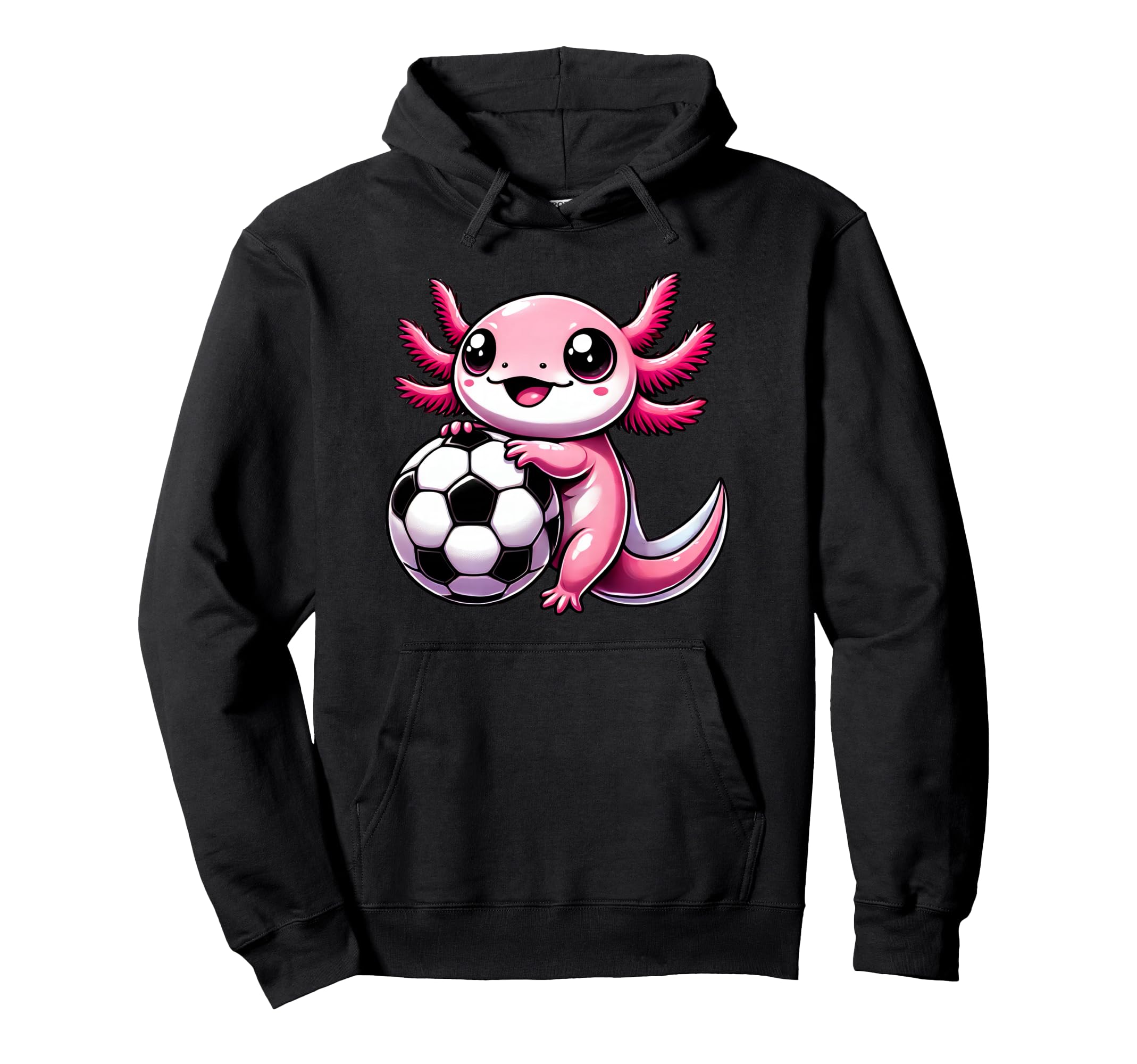 Funny Kawaii Axolotl Soccer Hoodie - Graphic Print Unisex - T-Shirt, Sweatshirt, Hoodie