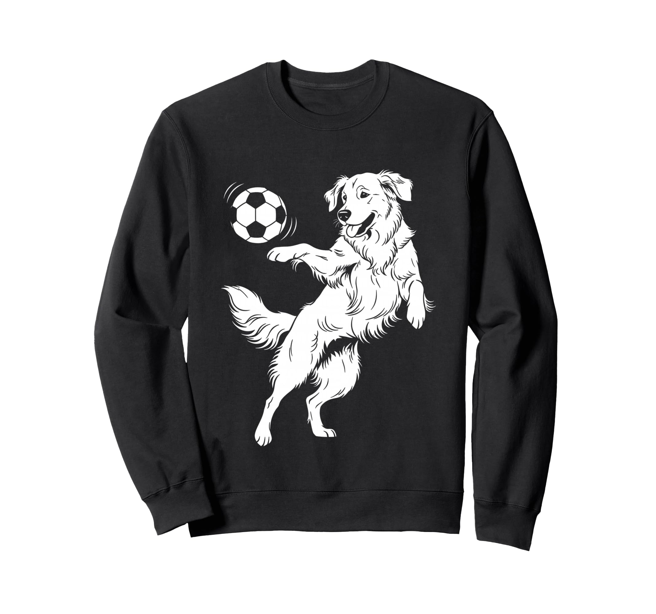 Happy Dog Playing Soccer Funny Sweatshirt - Unique Graphic for Adults - T-Shirt, Sweatshirt, Hoodie