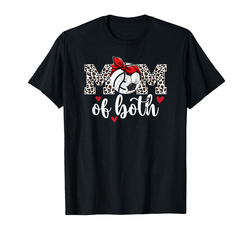 Mom Both Leopard Volleyball Soccer T-Shirt - Custom Art Print for Adults - T-Shirt, Sweatshirt, Hoodie