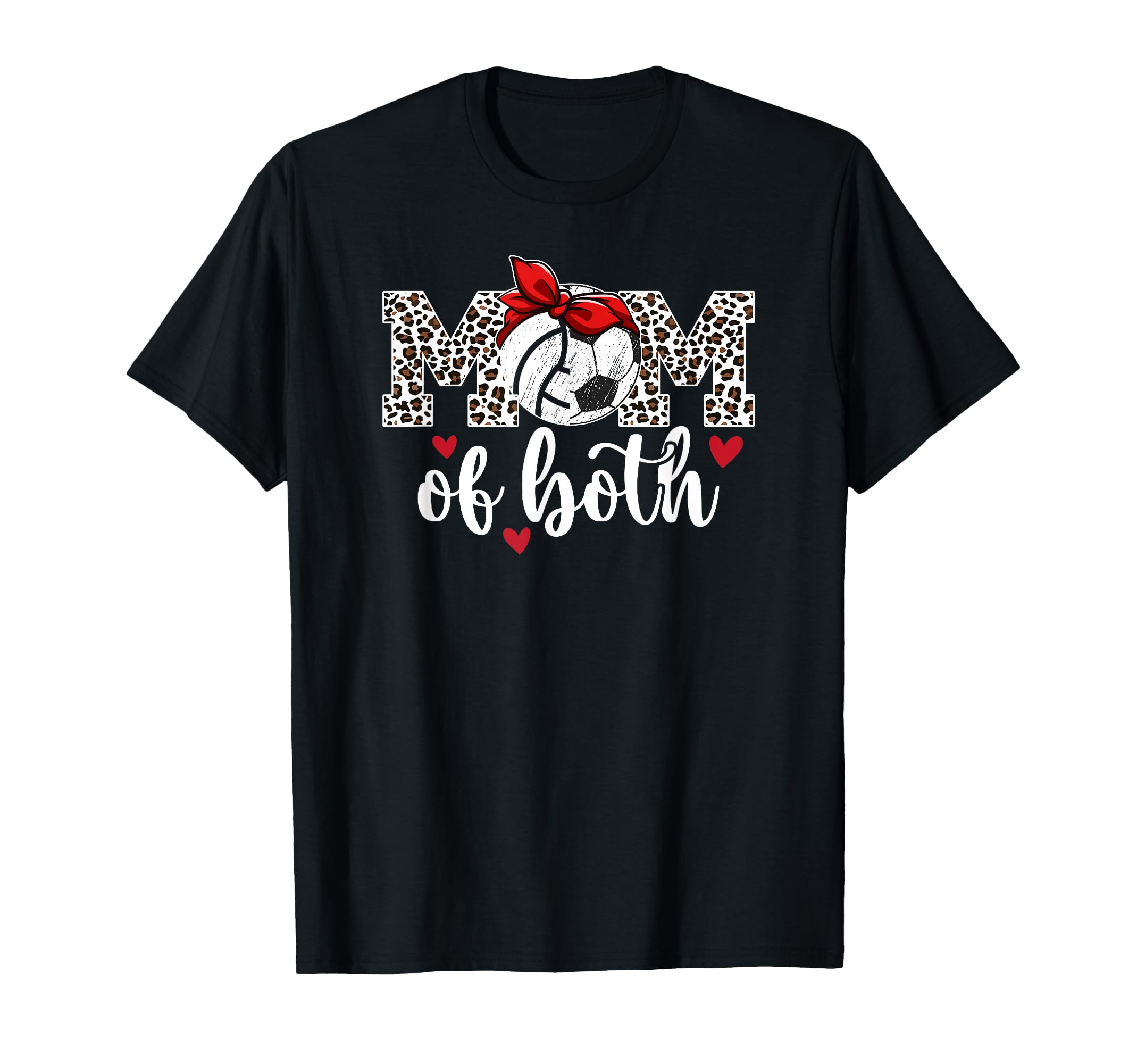 Mom Both Leopard Volleyball Soccer T-Shirt - Custom Art Print for Adults - T-Shirt, Sweatshirt, Hoodie