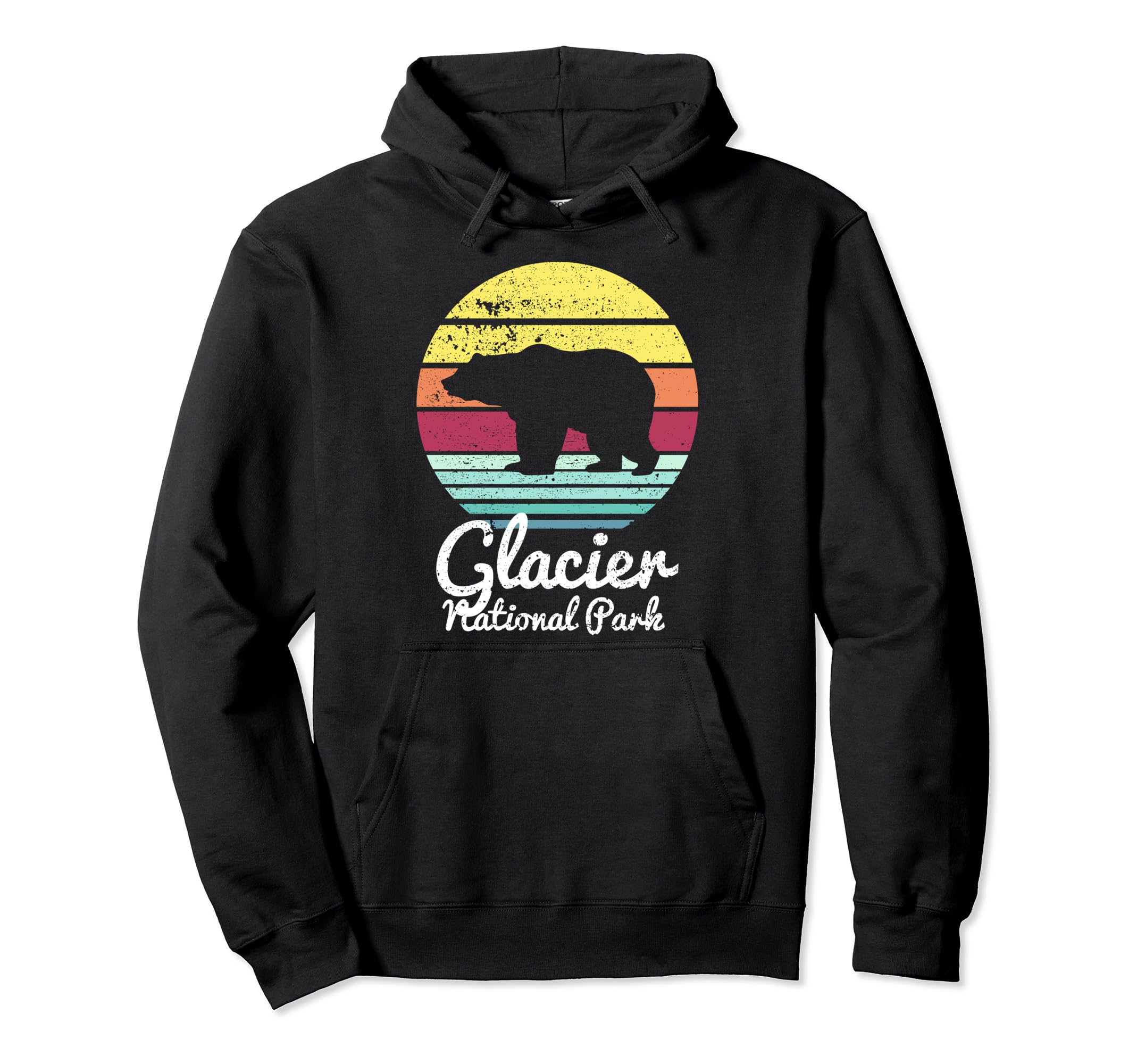 Glacier National Park Montana Bear Hoodie - Novelty Apparel for Adults - T-Shirt, Sweatshirt, Hoodie