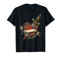 Heart Tattoo Traditional Dagger Banner Flash T-Shirt - Graphic Print Unisex - T-Shirt, Sweatshirt, Hoodie