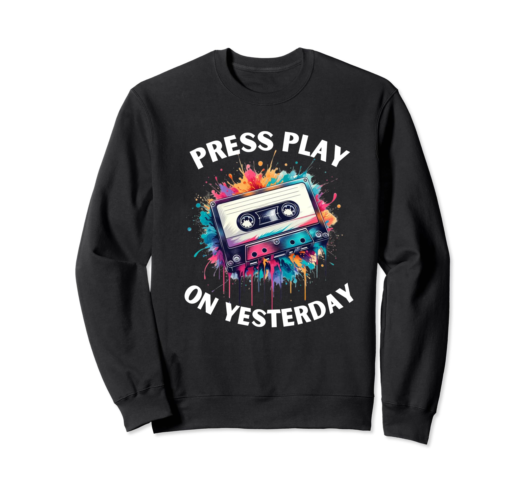 Water Color Cassette Tape Music Sweatshirt - Fun Novelty Design Men Women - T-Shirt, Sweatshirt, Hoodie