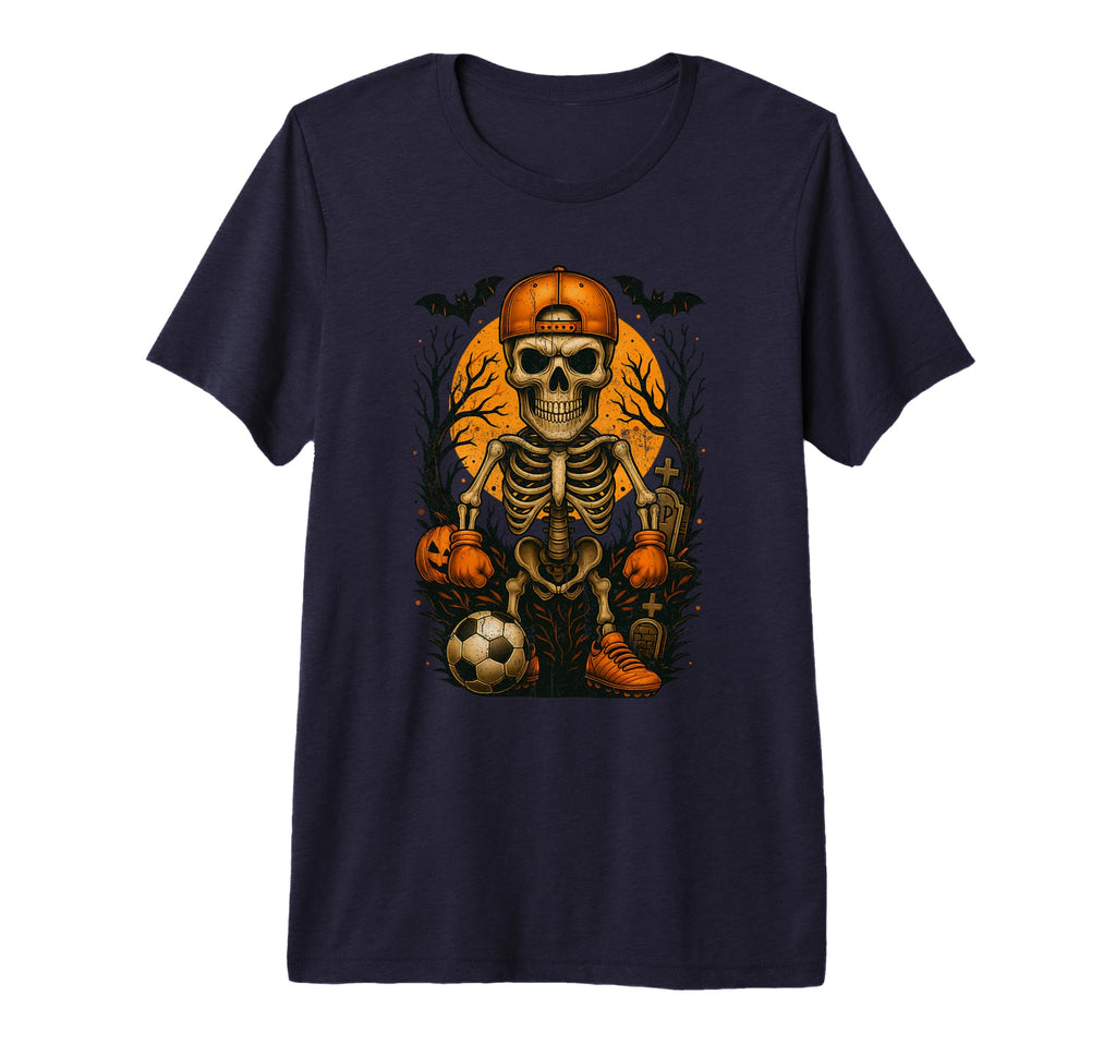 Halloween Skeleton Soccer Lovers T-Shirt - Minimalist Print Unisex - T-Shirt, Sweatshirt, Hoodie