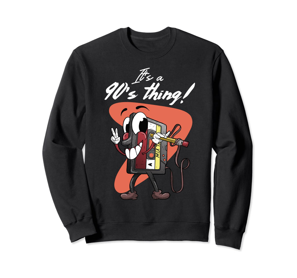90S Cartoon Cassette Tape And Pencil Sweatshirt - Graphic Print Men Women - T-Shirt, Sweatshirt, Hoodie