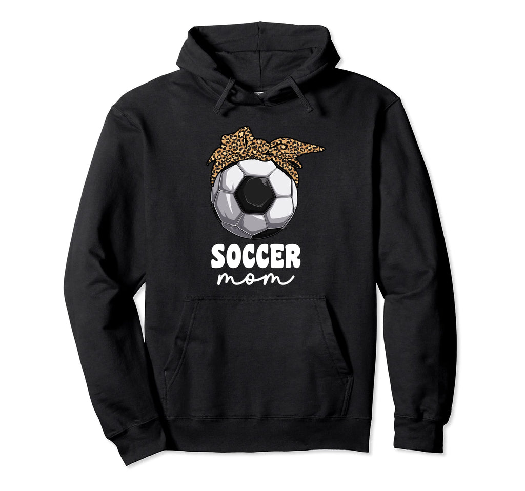 Proud Soccer Mom Mama Leopard Soccer Hoodie - Aesthetic Graphic for Adults - T-Shirt, Sweatshirt, Hoodie