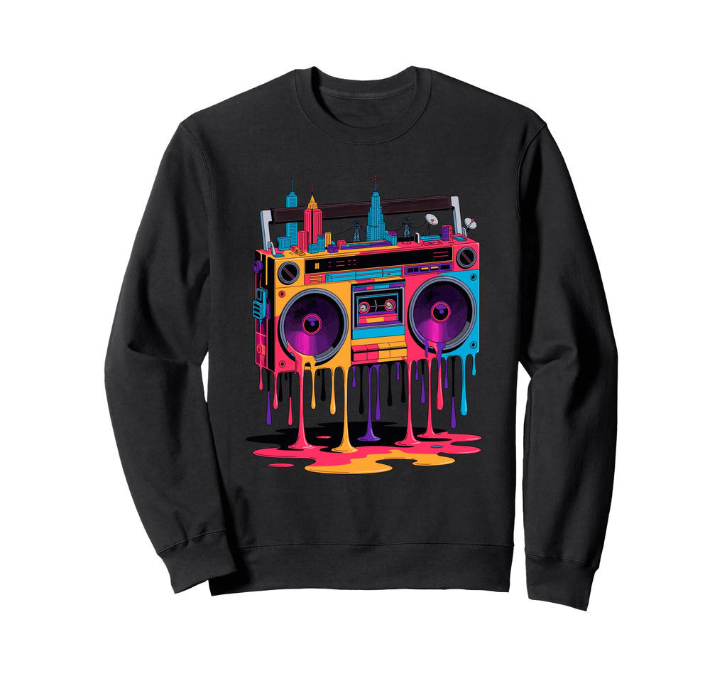 Dripping Paint Boombox Old School 80S Sweatshirt - Minimalist Print Unisex - T-Shirt, Sweatshirt, Hoodie